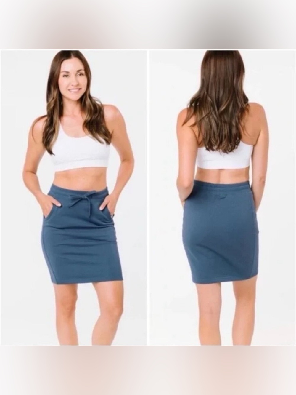 ZYIA Active Take Me Everywhere Skirt Blue M Medium Athleisure Casual Drawstring